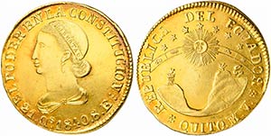 Ecuador, Quito, Republic, 8 Escudos, 1840 AV ... 