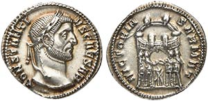Constantius I, as Caesar, Argenteus struck ... 