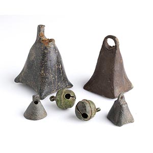 Collection of six Roman bronze bells, ... 