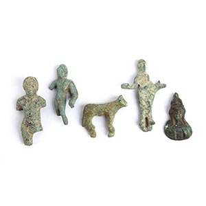 Collection of five Roman bronzes, 3rd ... 