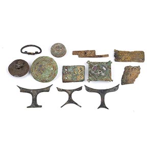 Collection of twelve Roman bronze decorative ... 