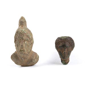 Couple of two Roman bronze heads, 1st-2nd ... 