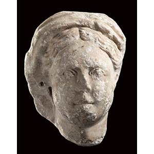 Roman marble head of a veiled woman, 1st-2nd ... 