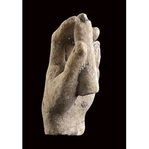 Roman marble hand with scepter, ... 