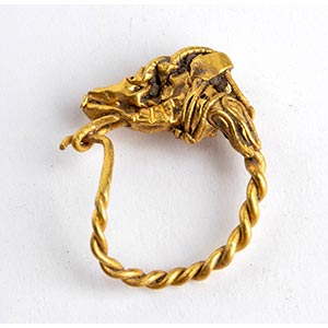 Greek gold earring with Antelope ... 
