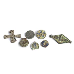 Collection of seven Byzantine enamelled ... 