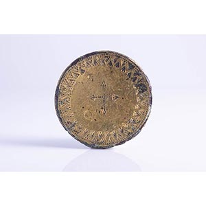 Medieval gilt button with cross, 12th-13th ... 