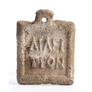 Big inscribed Greek-Roman lead weight of a ... 
