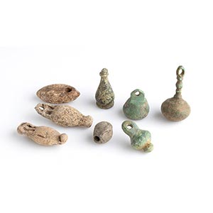 Collection of eight Roman bronze and lead ... 