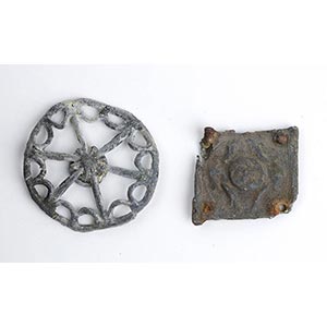 Couple of Roman lead decorative appliques, ... 