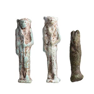 Collection of three Egyptian faience amulets ... 