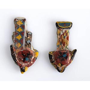 Couple of Egyptian Uraei mosaic glass inlay, ... 