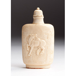 Carved horse, Ivory snuff bottle;
XX ... 