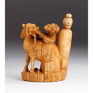 Carved Qilin with vase, Ivory snuff ... 