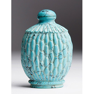Carved turquoise snuff bottle;
XIX Century; ... 