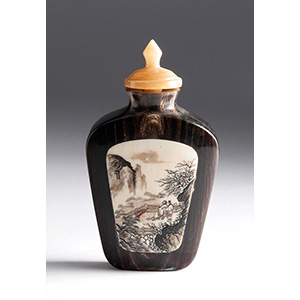 Engraved ivory and wood snuff bottle;
XX ... 