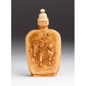 Carved ladies, Ivory snuff bottle; XX ... 