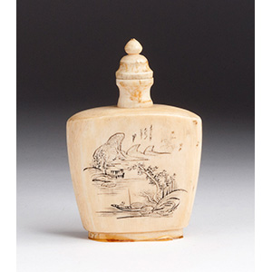 Engraved Landscape, Ivory snuff bottle;
XX ... 