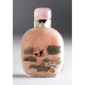 Glass snuff bottle;
XX Century; 6,4 cm; 


