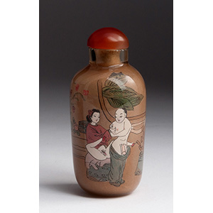 An inside painted glass bottle, “erotic ... 