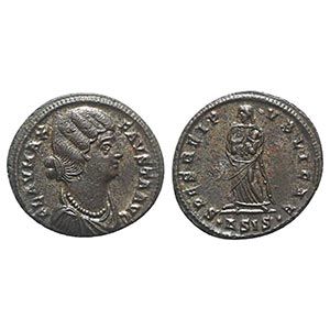 Fausta (Augusta, 324-326). Æ Follis (19mm, ... 