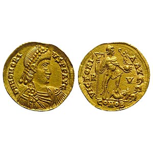 Honorius (393-423). AV Solidus (20mm, 4.47g, ... 