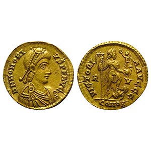 Honorius (393-423). AV Solidus (20mm, 4.46g, ... 