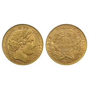 France. AV 10 Francs 1896 A, Paris (19mm, ... 