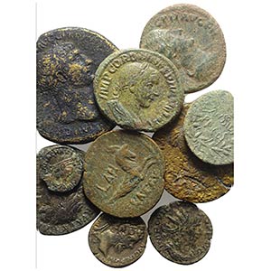 Lot of 10 Roman Imperial AR and Æ coins, to ... 