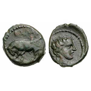 Sicily, Gela, c. 420-405 BC. Æ Onkia (10mm, ... 