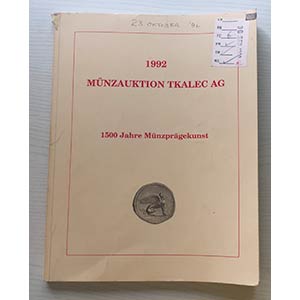 Tkalec  Munzauktion 1992. Zurich 23 Oktober ... 