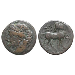 Carthage, c. 215-201 BC. Æ Shekel (21mm, ... 