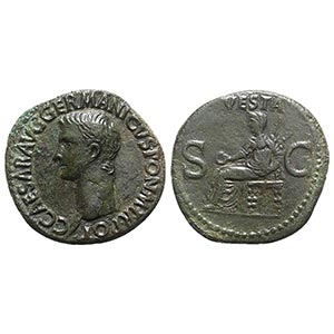 Gaius (Caligula, 37-41). Æ As (28.5mm, ... 