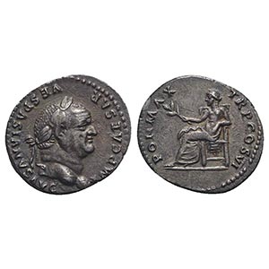 Vespasian (69-79). AR Denarius (19mm, 3.39g, ... 