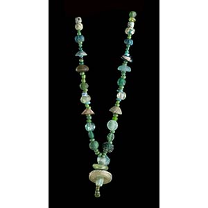 A POTTERY AND GLASS BEADS NECKLACE WITH ... 