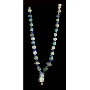 A FAIENCE AND GLASS BEADS NECKLACE WITH ... 