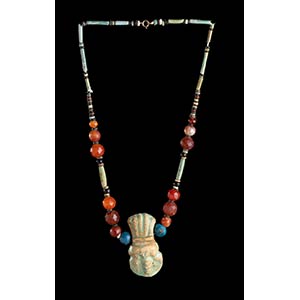 A FAIENCE, GLASS AND STONE BEADS NECKLACE ... 