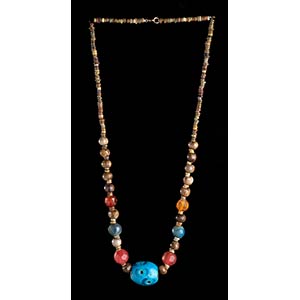 A GLASS AND STONE BEADS NECKLACE WITH ... 