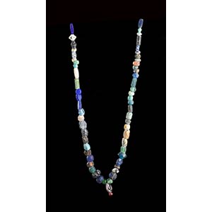 TWO GLASS, STONE AND FAIENCE BEADS NECKLACES ... 
