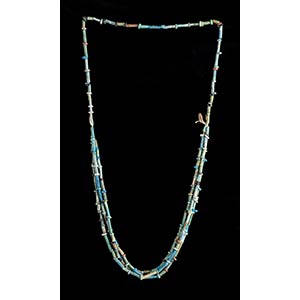 TWO GLASS AND STONE BEADS NECKLACES65 cm the ... 