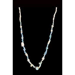 FIVE FAIENCE AND STONE BEADS NECKLACES56 cm ... 