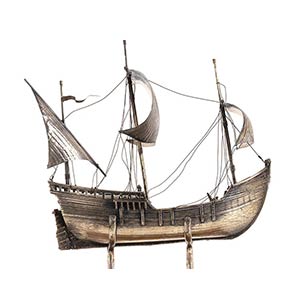 Silver model of ship PINTA 1492 ... 