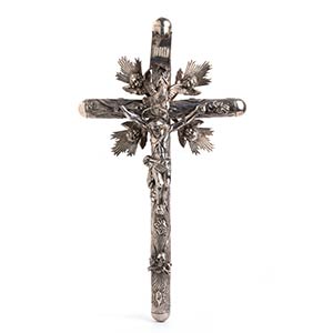 Silver 800/1000 crucifix - Italy, late 19TH ... 