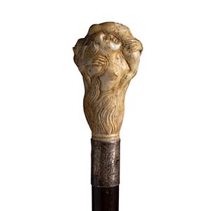 Antique bone mounted  walking stick cane - ... 