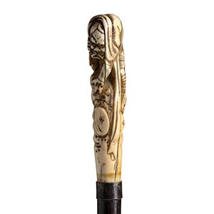 Antique ivory mounted  walking stick cane - ... 