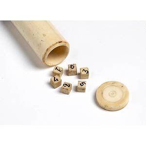 Antique ivory mounted gaming dice gadget ... 