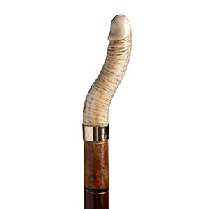 Antique ivory mounted erotic walking stick ... 