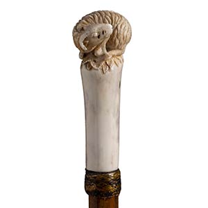 Antique bone mounted walking stick cane - ... 