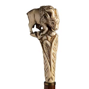 Antique ivory mounted walking stick cane - ... 