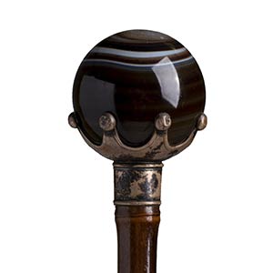 Antique agate mounted walking stick cane - ... 